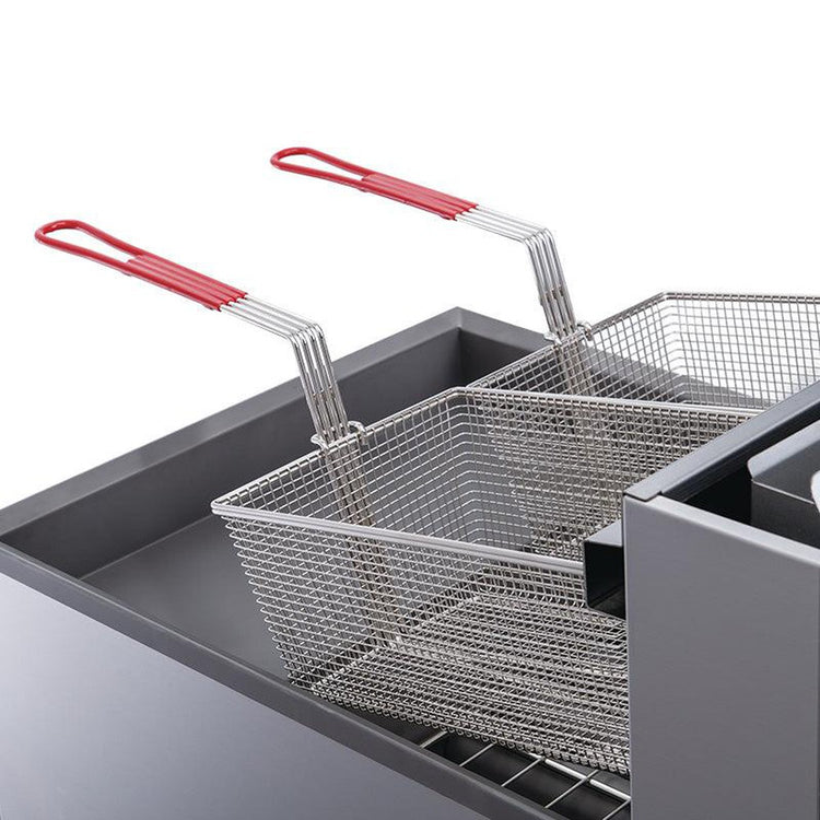 Dukers - DCF3-LPG, Commercial 40Lbs Deep Fryer with 3 Tube Burners Liquid Propane Gas BTU90000