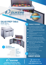 Dukers DSP48-18M-S2 2-Door Commercial Food Prep Table Refrigerator in Stainless Steel with Mega Top