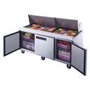 Dukers DSP72-30M-S3 3-Door Commercial Food Prep Table Refrigerator in Stainless Steel with Mega Top