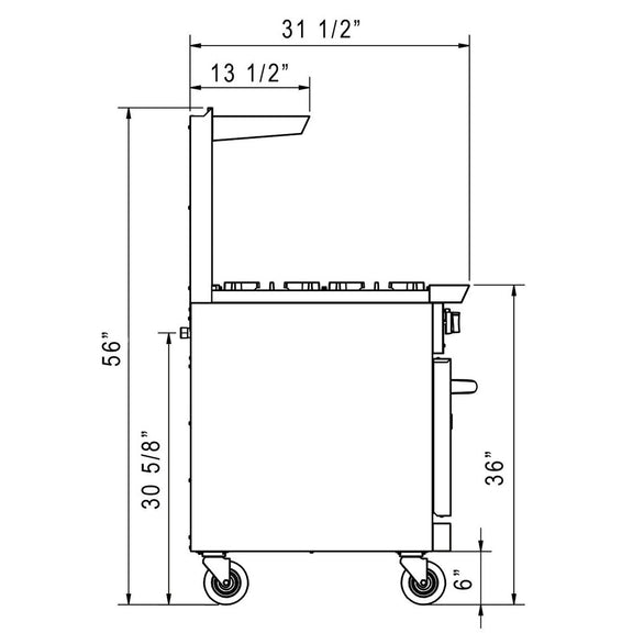 Dukers DCR24-4B 24" Gas Range with Four (4) Open Burners