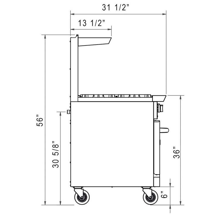 Dukers DCR36-4B12GM 36" Gas Range with Four (4) Open Burners & 12" Griddle