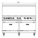 Dukers DCR60-6B24GM 60" Gas Range with Six (6) Open Burners & 24" Griddle
