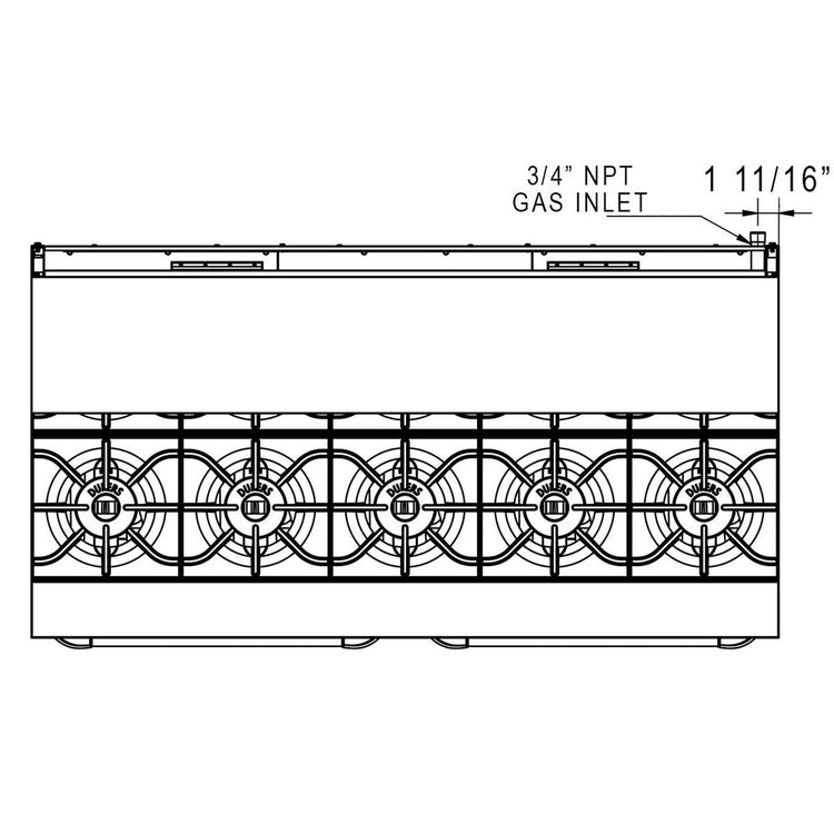 Dukers DCR60-10B 60" Gas Range with Ten (10) Open Burners