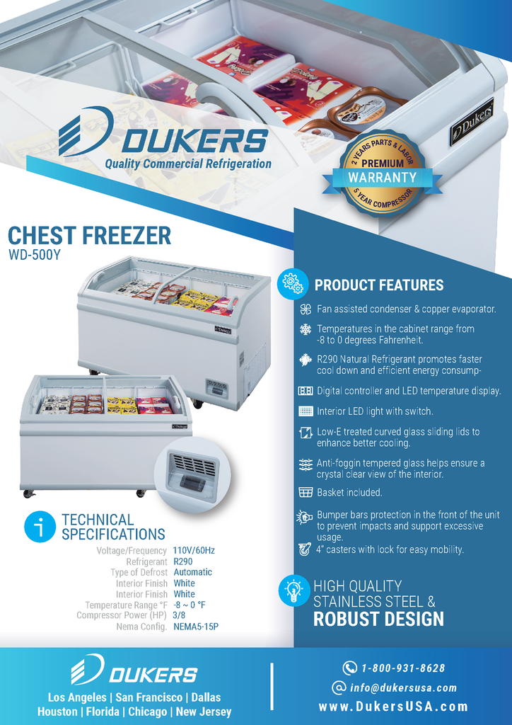 Dukers WD-500Y Commercial Chest Freezer in White
