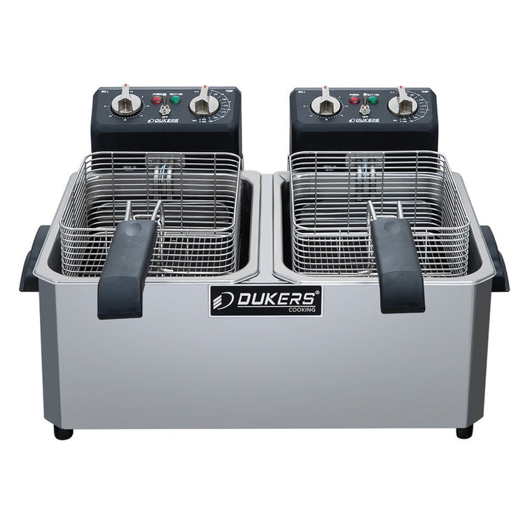 Dukers DCF15ED 30lb Two Basket Electric Countertop Fryer