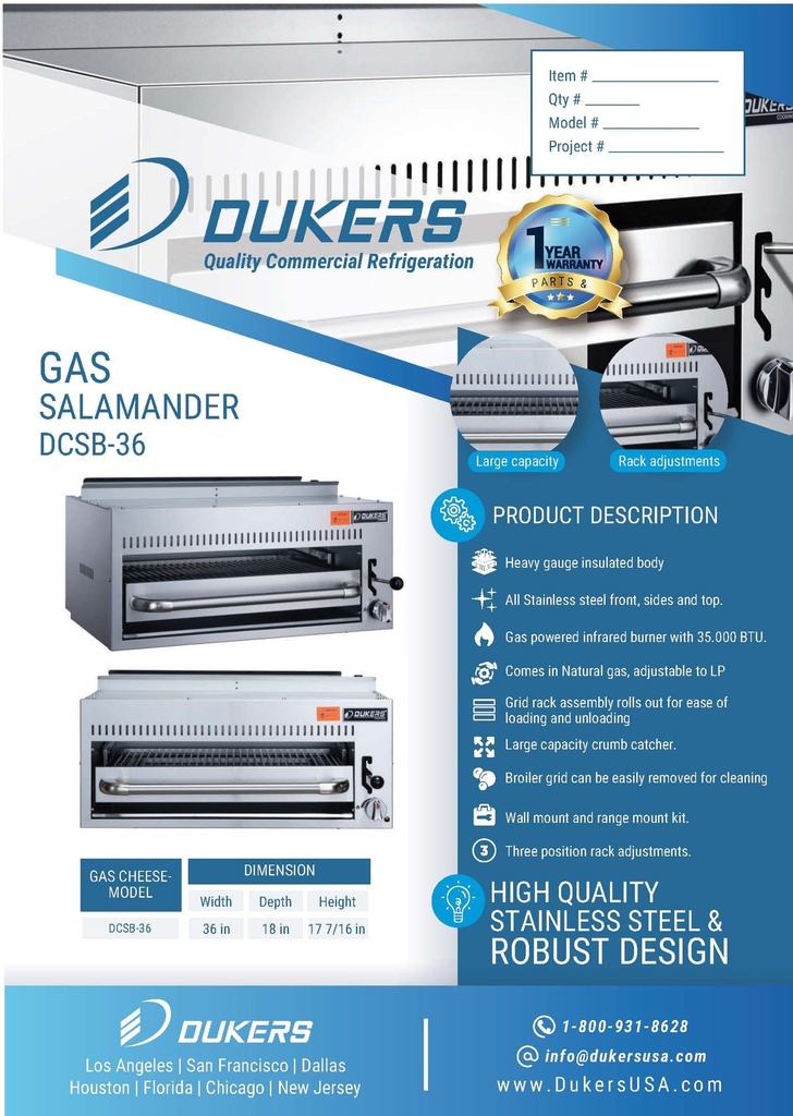 Dukers DCSB36 Gas Salamander