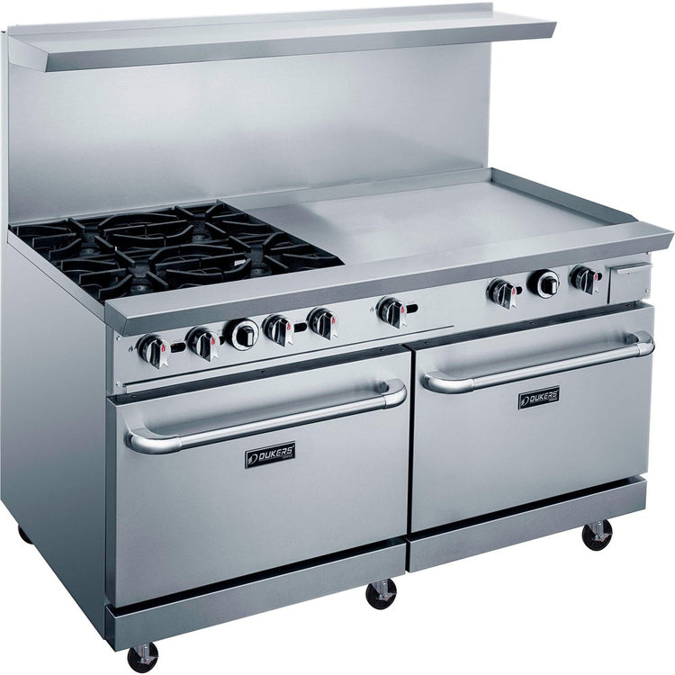 Dukers DCR60-4B36GM 60" Gas Range with Four (4) Open Burners & 36" Griddle