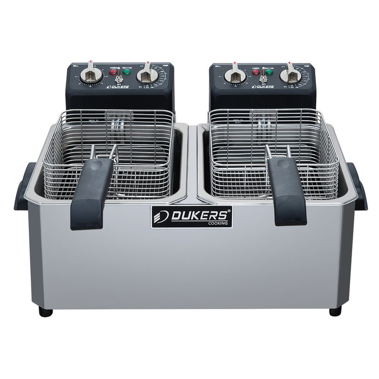 Dukers DCF10ED 20lb Two Basket Electric Countertop Fryer