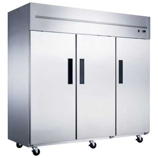 Dukers D83AR Commercial 3-Door Top Mount Refrigerator in Stainless Steel