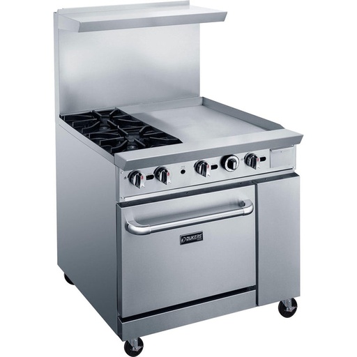 Dukers DCR36-2B24GM 36" Gas Range with Two (2) Open Burners & 24" Griddle