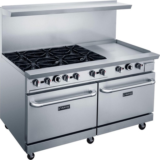 Dukers DCR60-6B24GM 60" Gas Range with Six (6) Open Burners & 24" Griddle